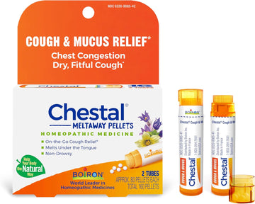 Boiron Chestal Pellets For Cough And Mucus Relief, Nasal Or Chest Congestion, And Sore Throat Relief - 2 Count (160 Pellets)