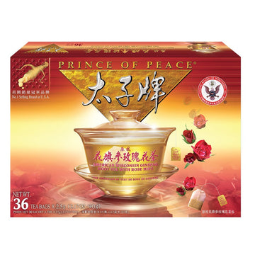 Prince of Peace American Ginseng Root Tea With Rose Hip, 36 Tea Bags – Rose Ginseng Tea Bags – Pure American Ginseng Root Blended With Rose Hip – Made with Premium Wisconsin Ginseng : Health & Household