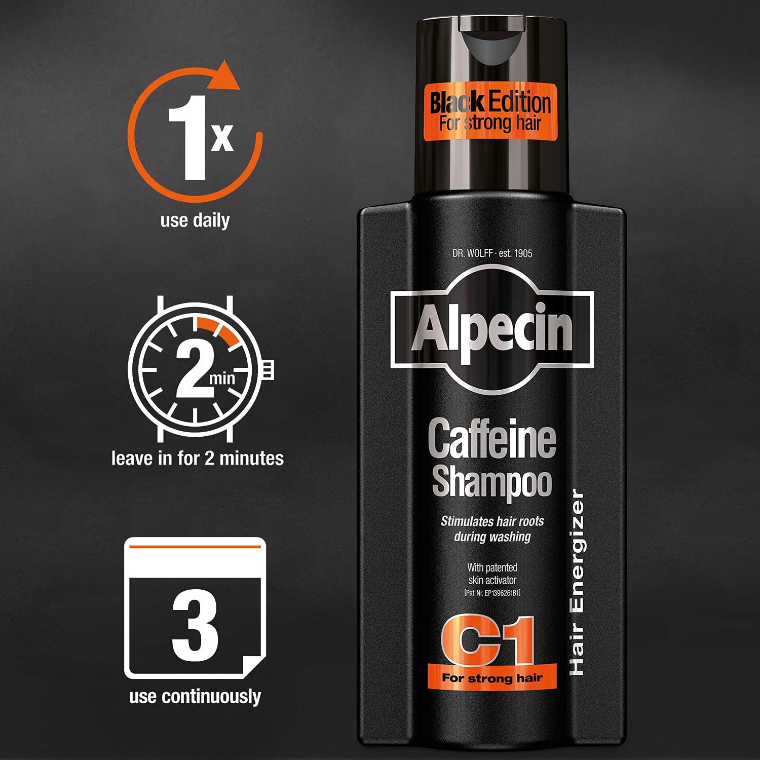 Alpecin C1 Black Edition Caffeine Shampoo, 0.28998 kg : Amazon.co.uk: Beauty