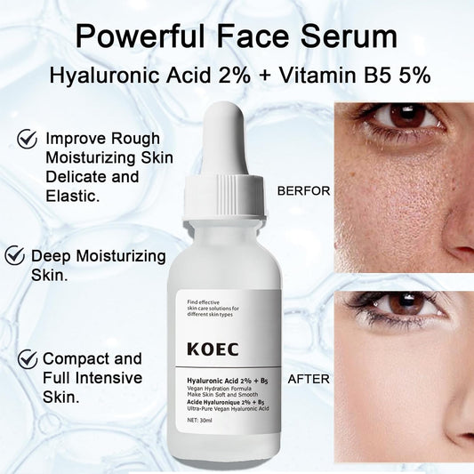 Hyaluronic Acid 2% + B5,Face Moisturiser, Hyaluronic Acid Serum For Face Hydrated, Hyaluronic Acid Face Serum For Women Plump And Smooth Skin, Hyluronic Acid Serum For Face Anti Aging, Skin Care