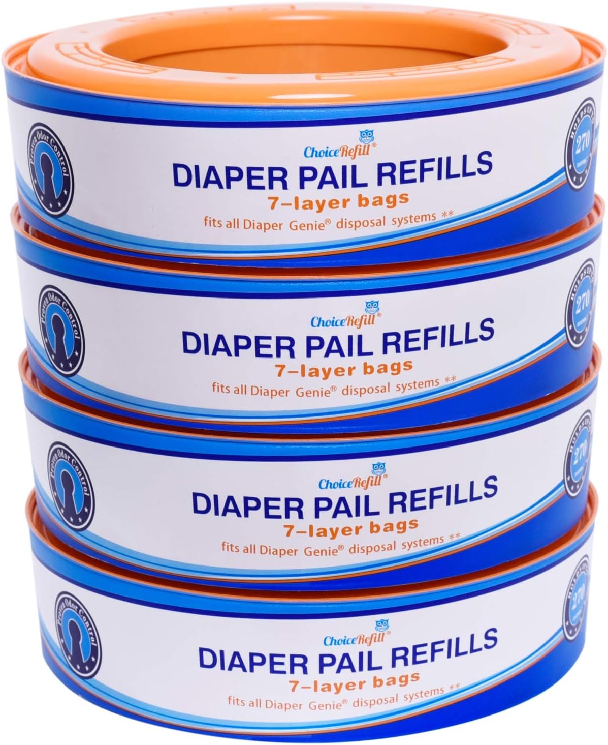 Compatible With Diaper Genie Pails, 4-Pack, 1080 Count