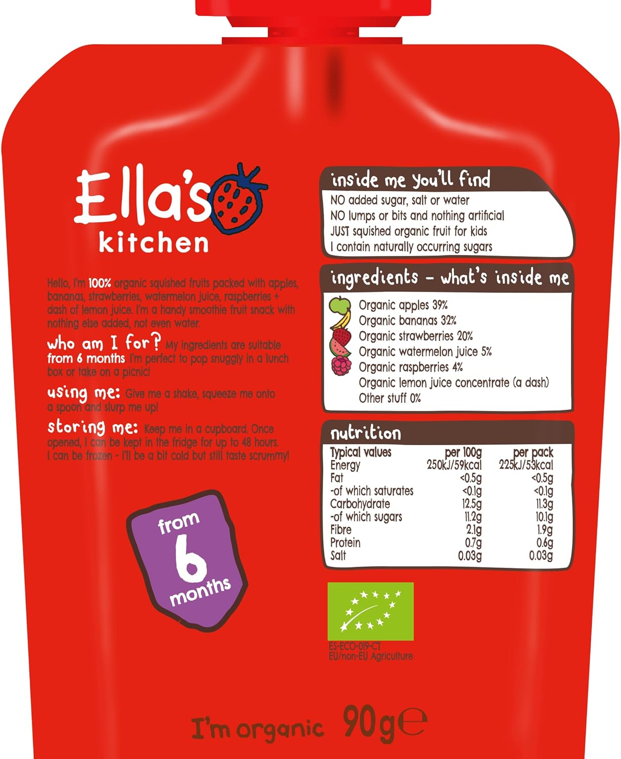 Ella'S Kitchen The Purple One Smoothie Fruits Multipack 3 X 90 G (Pack Of 5)
