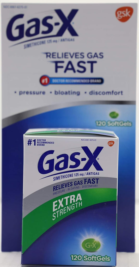 Gas-X Extra Strength , 120 Softgels, Gas, Bloating, Relief Simethicone 125Mg