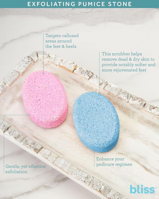 Bliss Pumice Stone - Foot Scrubber Dead Skin Remover Stone For Dry Hands And Callused Feet - Exfoliating Pumice Stone Hand And Foot Callus Remover Tool (2 Pack/4 Pack), Size 2 Pack, Pink/Blue