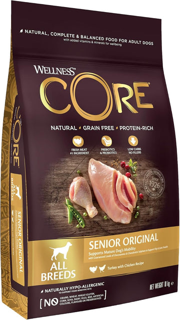 Wellness CORE Senior Original, Dry Dog Food for Mature Dogs from 7 Years, Grain Free, With High Meat Content, Turkey & Chicken, 10 kg?10810