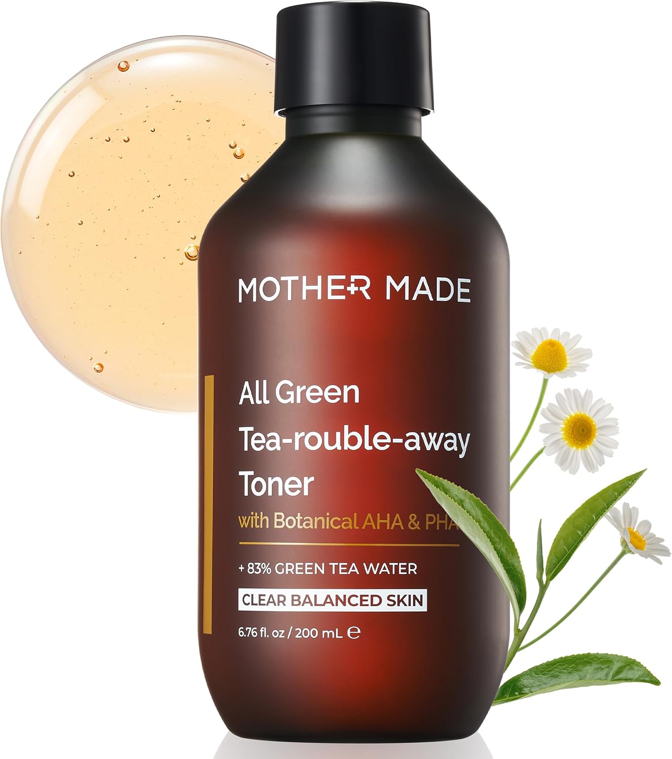 Organic Green Tea 83% Soothing Korean Essence Toner 6.76 Fl. Oz, Hydrating Balancing Facial Skin Care With 5 Hyaluronic Acids, Aha & Pha, Alcohol-Free, Vegan For Sensitive And Oily Skin