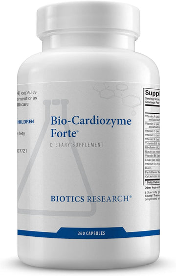 Biotics Research Bio Cardiozyme Forte Healthy Heart Multivitamin. Broad Spectrum Formulation Designed To Support Cardiovascular Health And Function. Powerful Antioxidant Support 360 Capsules