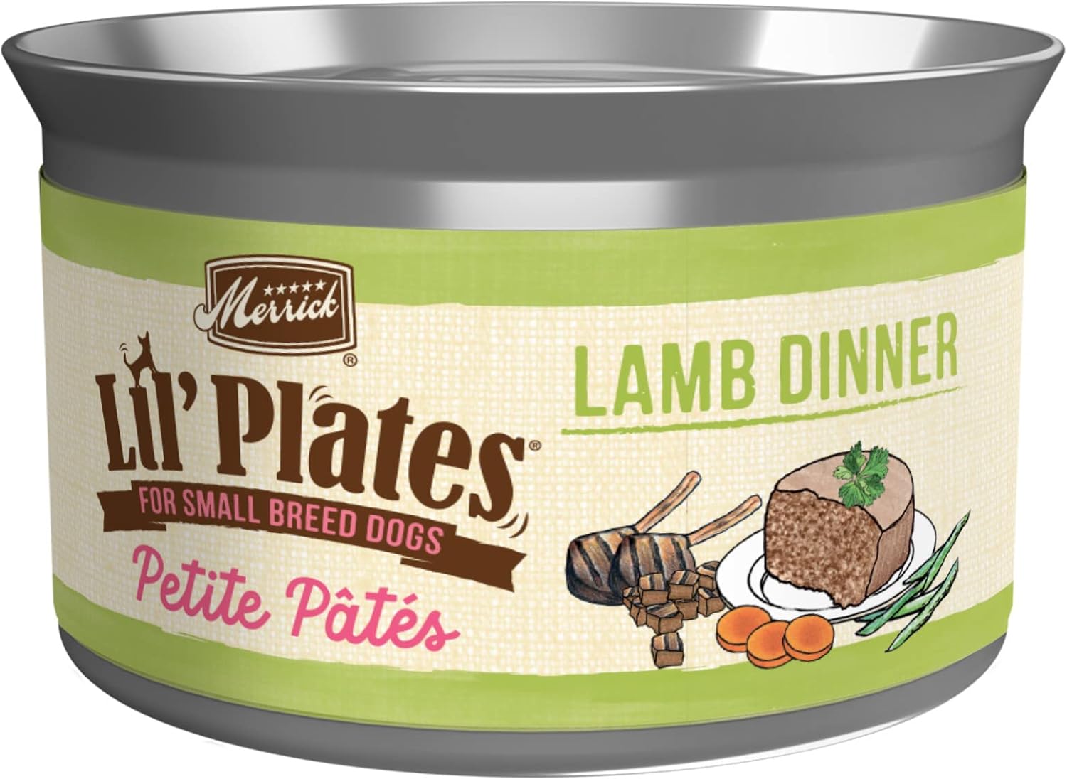 Merrick Lil’ Plates Petite Pates Premium Grain Free Wet Dog Food, Natural And Soft Small Dog Food, Lamb Dinner - (Pack Of 24) 3 Oz. Cans