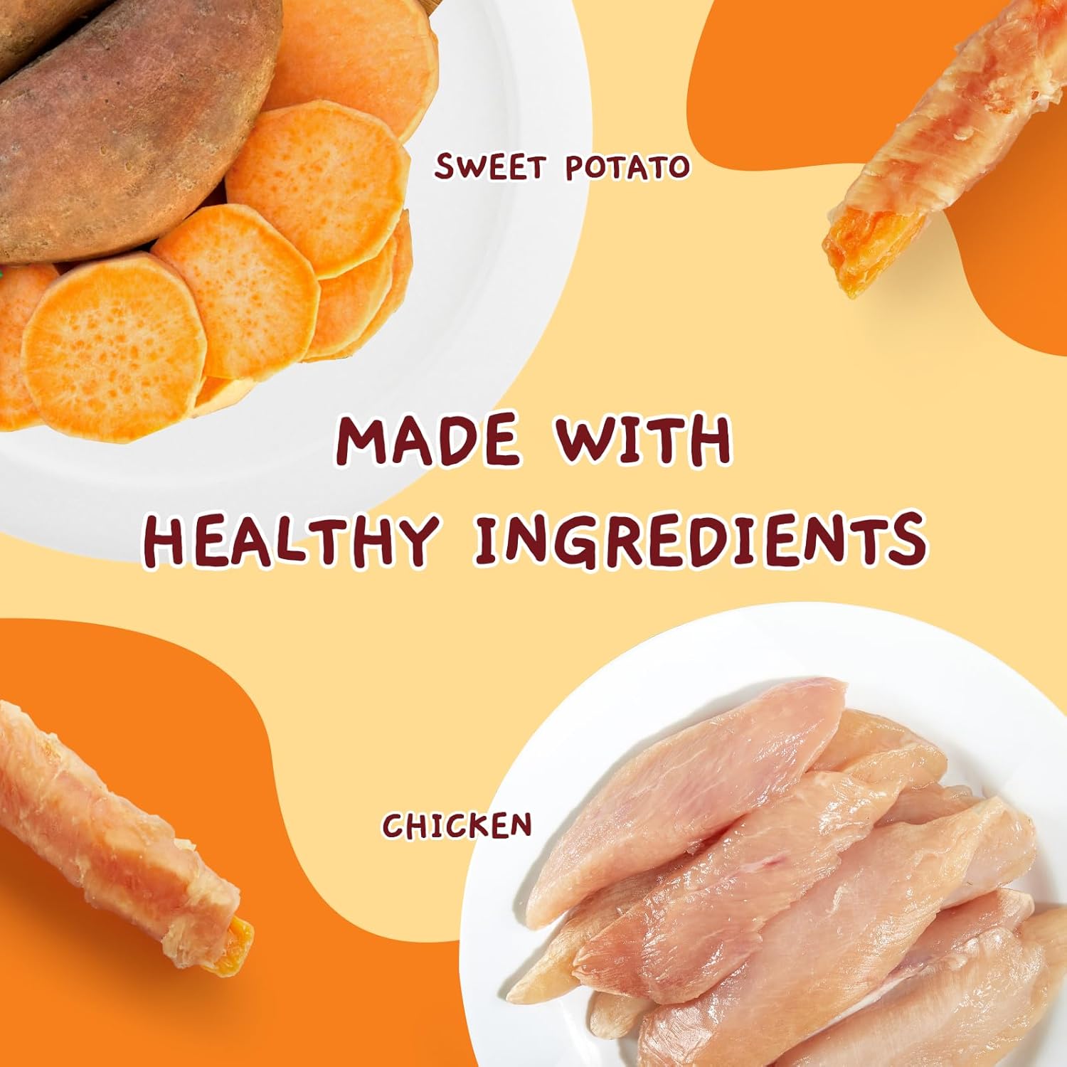 Jungle Calling Dog Treats, Skinless Chicken Wrapped Sweet Potato, Gluten and Grain Free, Chewy Dog Bites for Balanced Nutrition, 6 oz : Pet Supplies