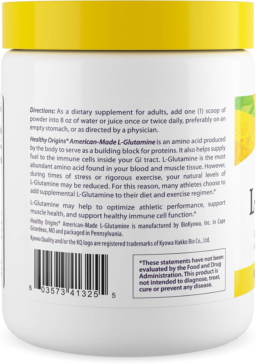Healthy Origins L-Glutamine (American-Made, Non-Gmo, Gluten Free, Muscle Support, Immune Support), 10.6 Ounce : Health & Household