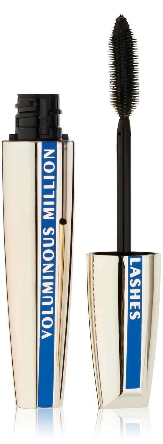 L’Oreal Paris Makeup Voluminous Million Lashes Mascara, Volumizing Collagen Infused Eye Makeup, Amplifying Mascara Brush, Waterproof, Black, 0.32 Fl Oz., 1 Count