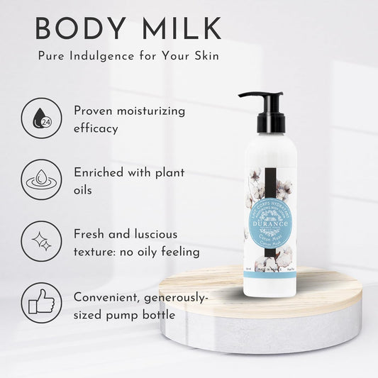 Durance Les Eternelles Moisturising Body Lotion 250Ml, Cotton Musk Scent - Intensive Moisturiser Enriched With Plant Oils - Fresh & Luscious Texture, No Oily Feeling