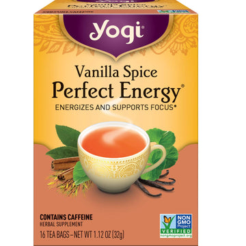 Yogi Tea Vanilla Spice Perfect Energy Tea - 16 Tea Bags Per Pack (4 Packs) - Organic Vanilla Energy Tea - Focus Tea - Includes Green Tea, Black Tea, Ashwagandha, L-Theanine & More