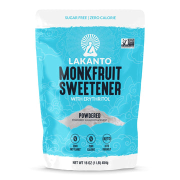 Lakanto Powdered Monk Fruit Sweetener with Erythritol - Powdered Sugar Substitute, Zero Calorie, Keto Diet Friendly, Zero Net Carbs, Baking, Extract, Sugar Replacement (Powdered - 1 lb)