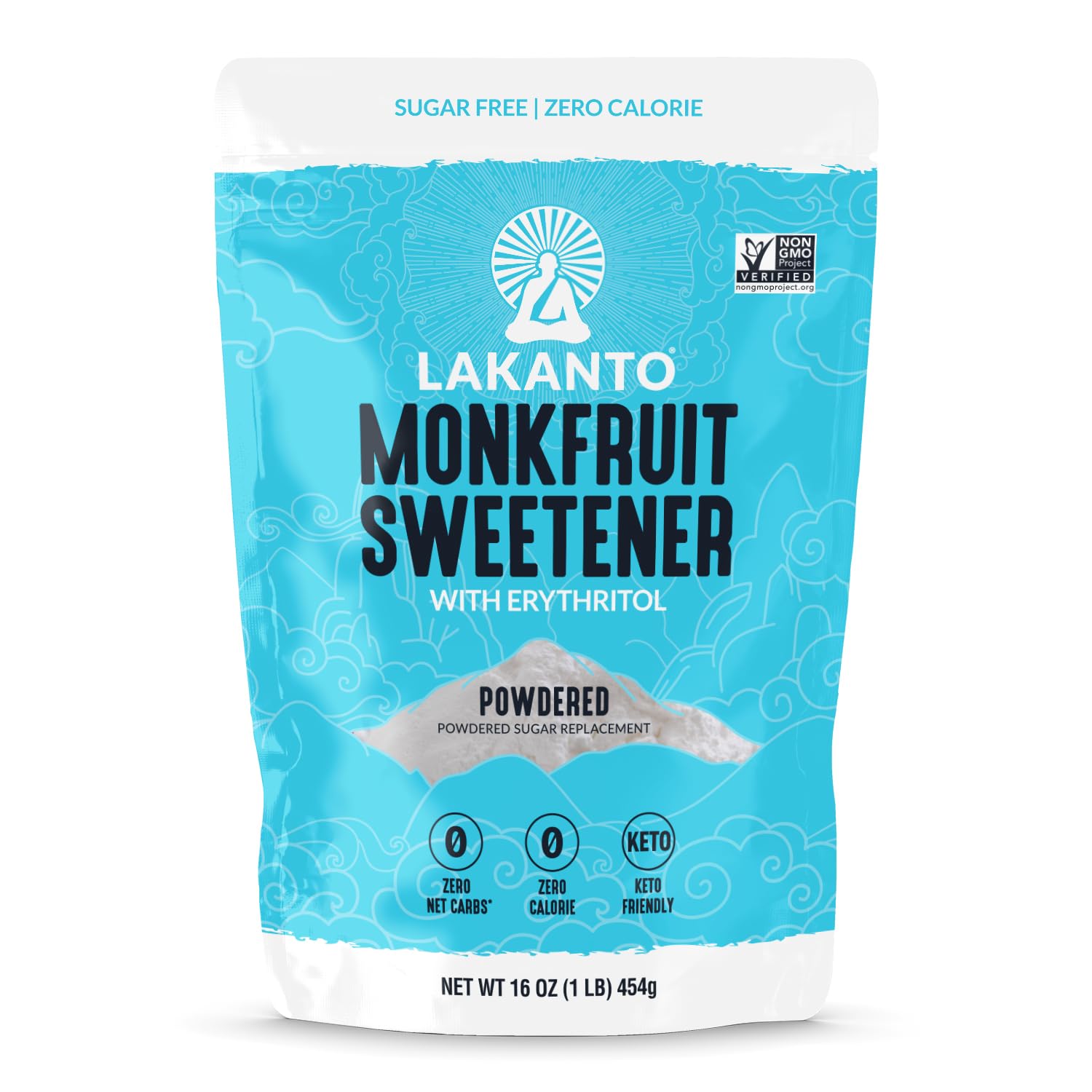 Lakanto Powdered Monk Fruit Sweetener With Erythritol, Powdered Sugar Substitute Sweetener For Baking & Cooking Waffles, Donuts, Cookies & More, Keto, Low Calorie, Low Carb, Vegan, Gluten Free, 1 Lb