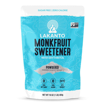 Lakanto Powdered Monk Fruit Sweetener With Erythritol, Powdered Sugar Substitute Sweetener For Baking & Cooking Waffles, Donuts, Cookies & More, Keto, Low Calorie, Low Carb, Vegan, Gluten Free, 1 Lb