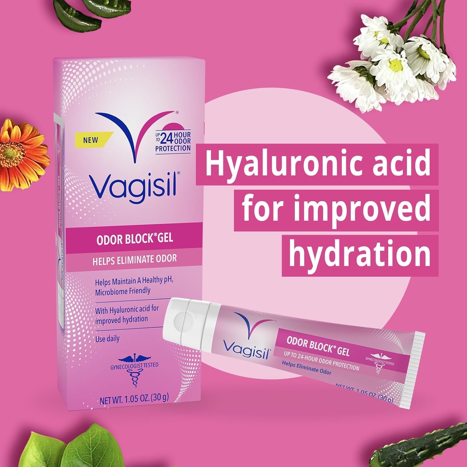 Vagisil Odor Block Gel With Hyaluronic Acid For Vaginal Health, Gynecologist Tested, Hypoallergenic, 1.05 Oz (Pack Of 1)