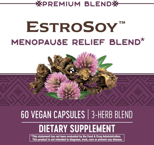 Nature's Way EstroSoy, Menopause Relief Blend*, Helps Relieve Menopausal Symptoms*, Black Cohosh, Red Clover, and Fermented Soy, 60 Vegan Capsules