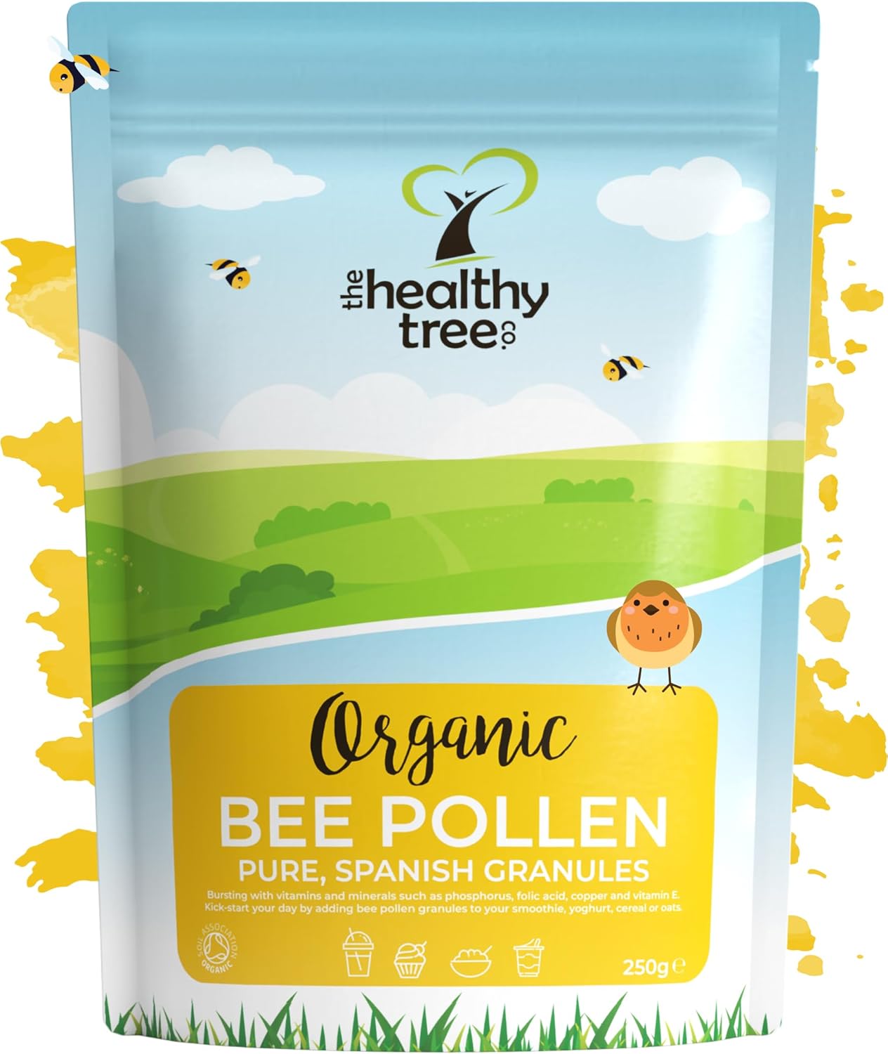 Organic Bee Pollen By Thehealthytree Company In Recyclable Packaging - Raw, Spanish Bee Pollen Granules 500G