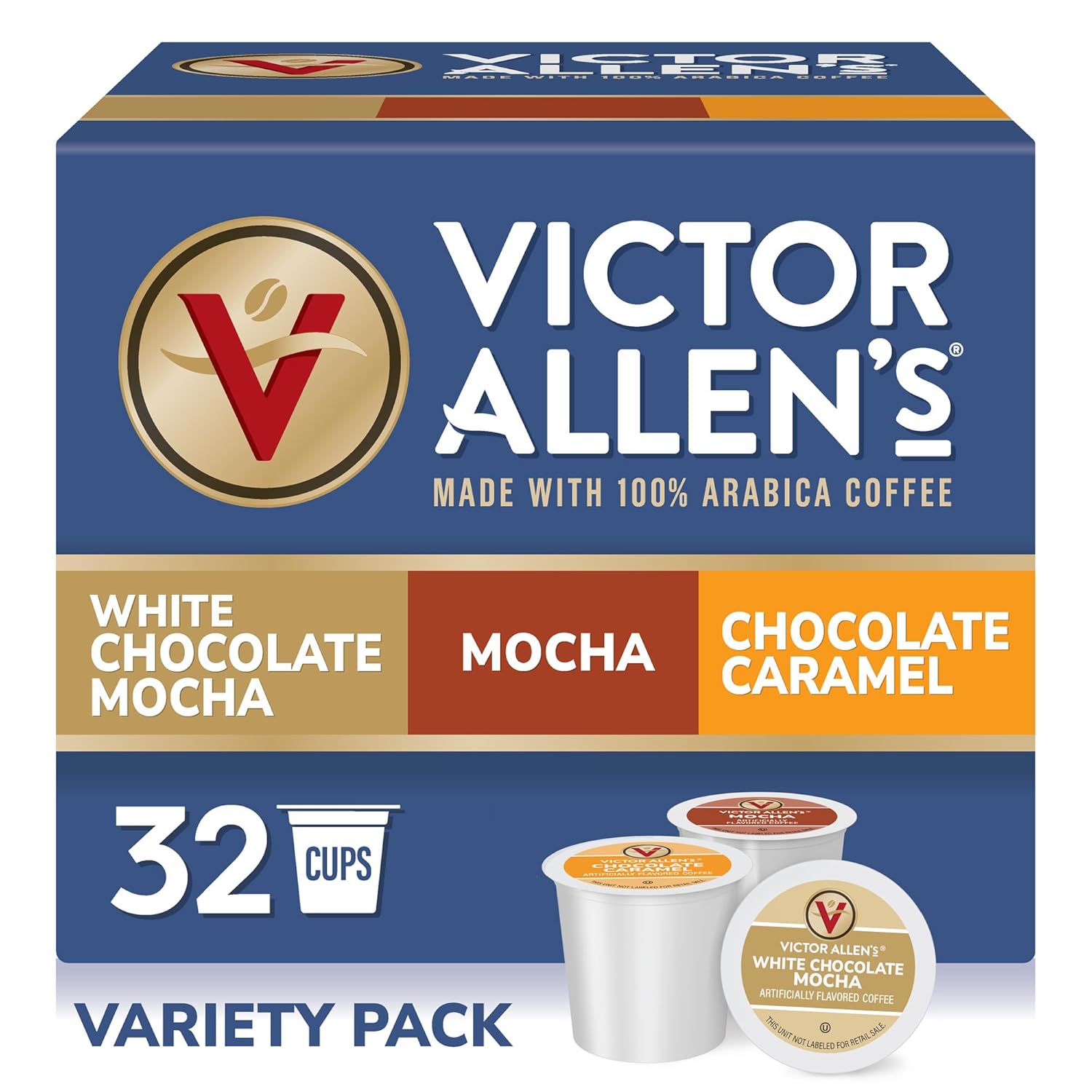 Victor Allen'S Coffee, Mocha Flavored Coffee Variety Pack, 32 Count, Single Serve Coffee Pods For Keurig K-Cup Brewers