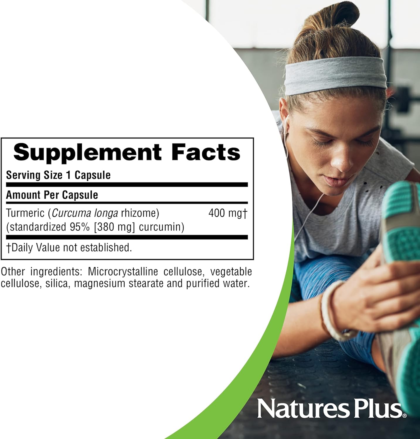 NaturesPlus Herbal Actives Turmeric - 400 mg, 95% Curcumin, 60 Vegan Capsules - Vegetarian, Gluten-Free - 60 Servings : Health & Household