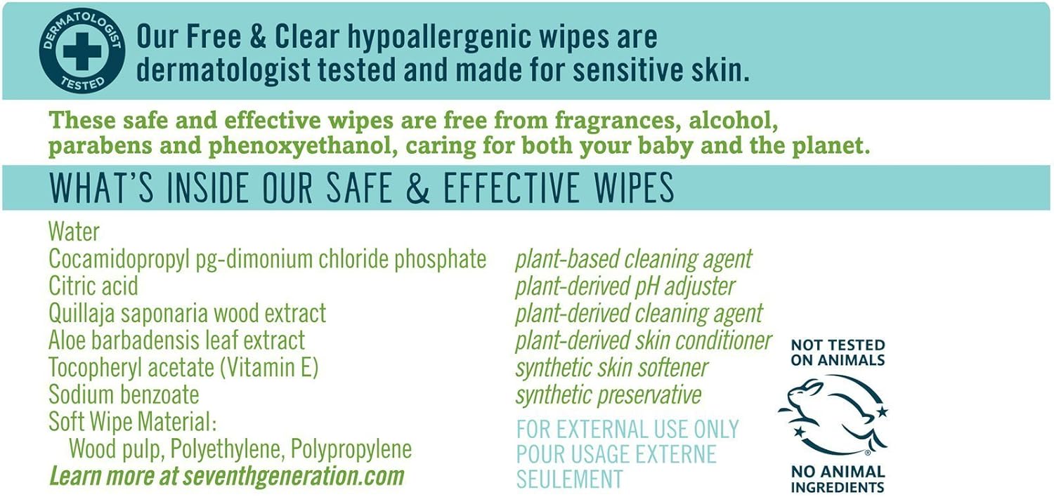 Seventh Generation Free & Clear Travel Baby Wipes 30Ct, 30 Ct