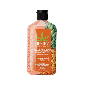 Hempz Body Wash - Sweet Pineapple & Honey Melon - Hydrating For Sensitive Skin, Scented, Exfoliating With Shea Butter, Pure Hemp Seed Oil, And Algae For Sensitive Skin - 17 Fl Oz