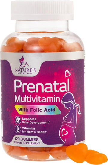 Prenatal Gummy with Folic Acid, Prenatal Vitamins and Minerals for Fetal Support, Vitamin A, C, D3, B12, B6 & Folate, Prenatal Multivitamin for Pregnant & Nursing Women