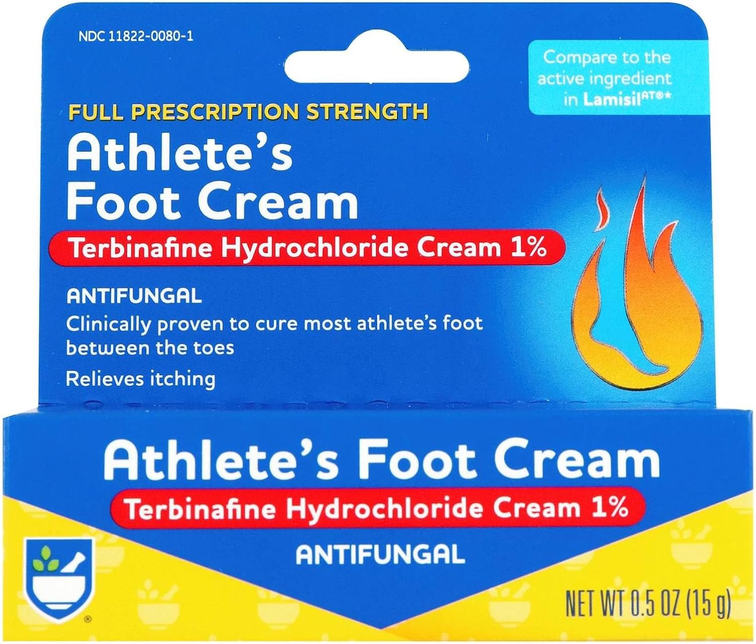 Rite Aid Antifungal Cream, Terbinafine Hydrochloride Cream 1%, Full Prescription Strength, 0.5 Oz (15 G) | Cures Most Athletes Foot | Relieves Itching And Burning | Athletes Foot Treatment | Anti Itch