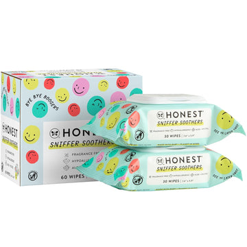 The Honest Company Plant-Based Snot Removing Wipes | Soothing Nose + Face Wipes With Aloe | Hypoallergenic For Sensitive Skin, Ewg Verified | Fragrance Free, 60 Count