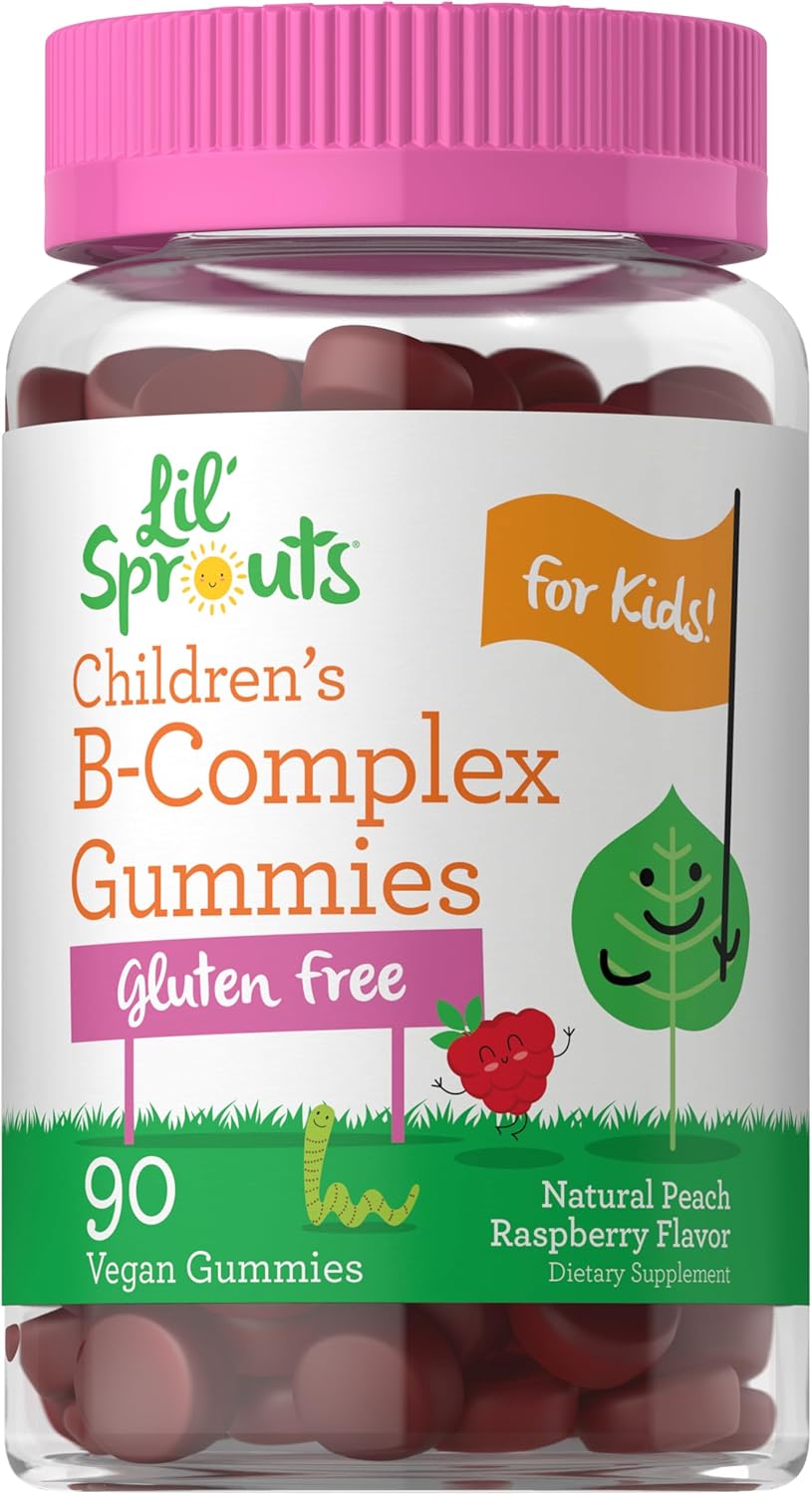 Carlyle Kids B Complex Gummies | 90 Count | Peach Raspberry Flavor | Non-Gmo, Gluten Free & Vegan Supplement | Lil' Sprouts