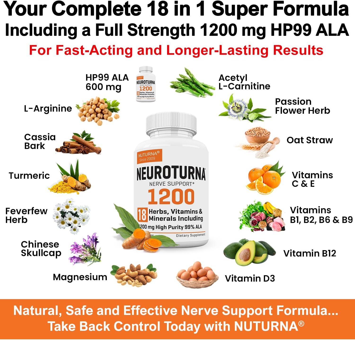 Neuropathy Support Nerve Supplement With 600 Mg Pure Alpha Lipoic Acid - Maximum Strength Formula, Fortify Nerves In Fingers, Hands, Toes, & Feet - Best Peripheral Relief Support - 120 Capsules : Health & Household