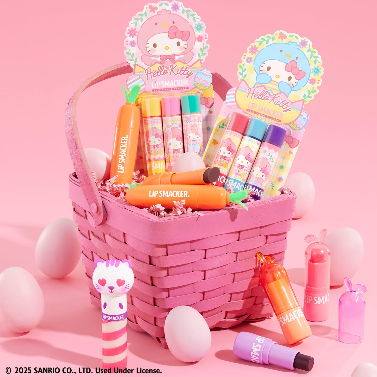 Lip Smacker Hello Kitty Lip Balm Trio, Adorable Sanrio Collectible, Moisturizing & Nourishing Fruity Flavors, Guavalicious Day, Raspberry Roll, Cherry Sweet- Blue