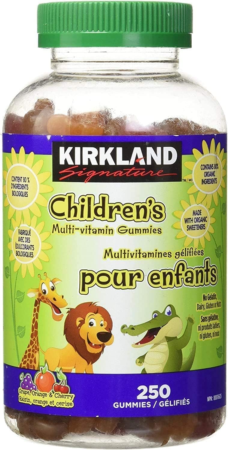 Kirkland Signature Children's Multi-Vitamin Gummies, 80% Organic Ingredient, 250 Gummies