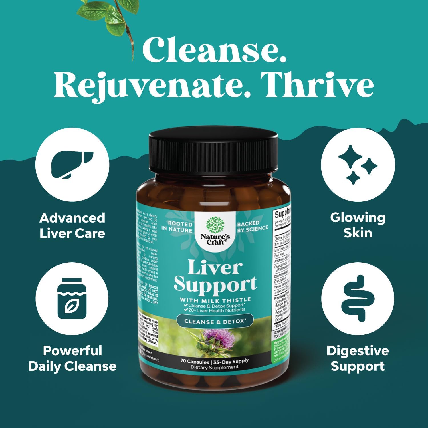 Natures Craft Liver Cleanse Detox And Repair Formula Herbal Liver Support Supplement With Milk