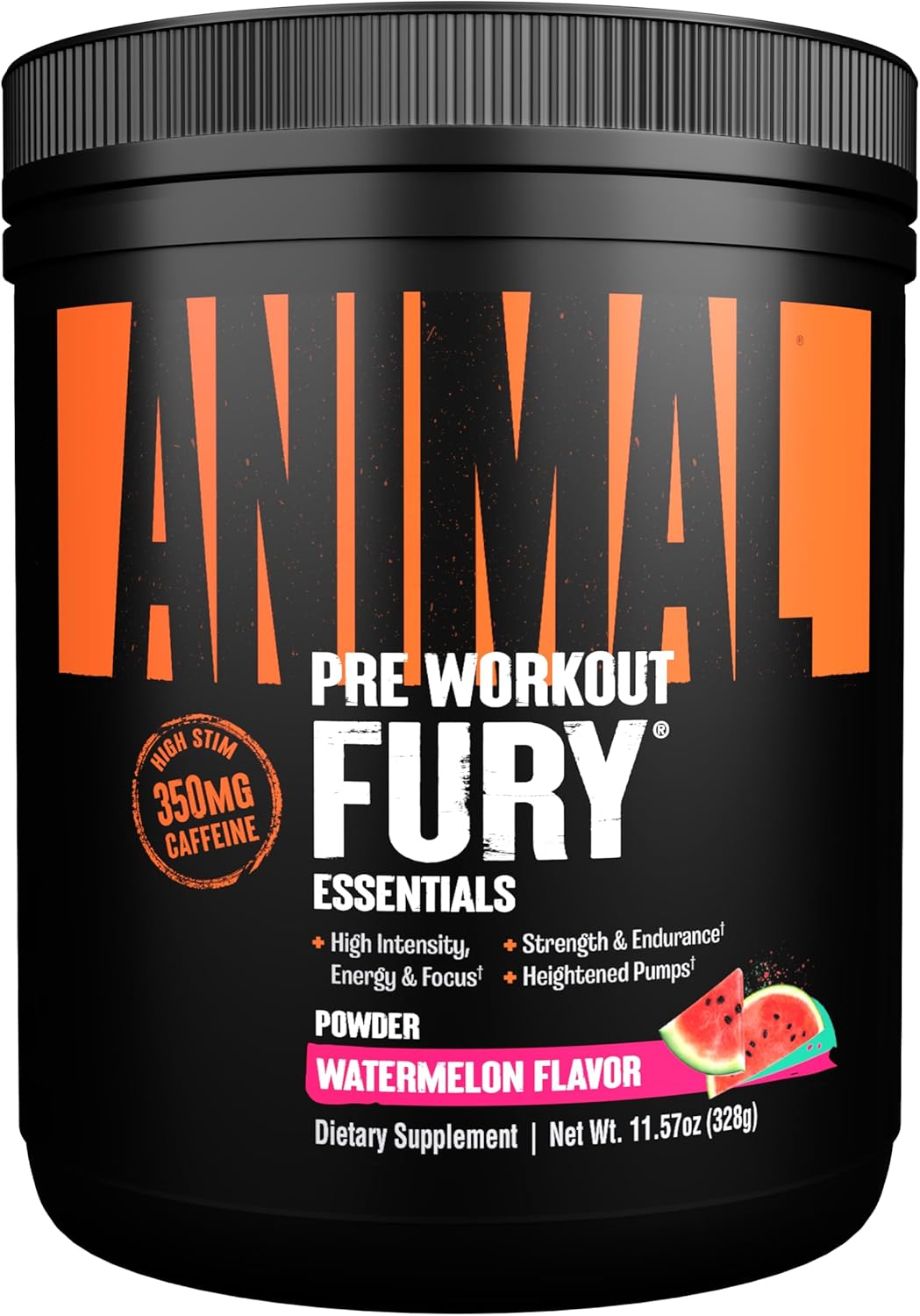 Animal Fury Pre Workout Powder - Energy And Focus Supplement With 5G Bcaa, 350Mg Caffeine Nitric Oxide Booster With Beta-Alanine, Preworkout For Men And Women, Watermelon Flavor, 20 Servings