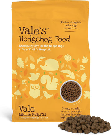 Vale’s™ Hedgehog Food – specially developed – used daily at Vale Wildlife Hospital – meaty, crunchy biscuits, high in fibre – suitable and nutritious – ideal addition to their natural diet (1.5kg)