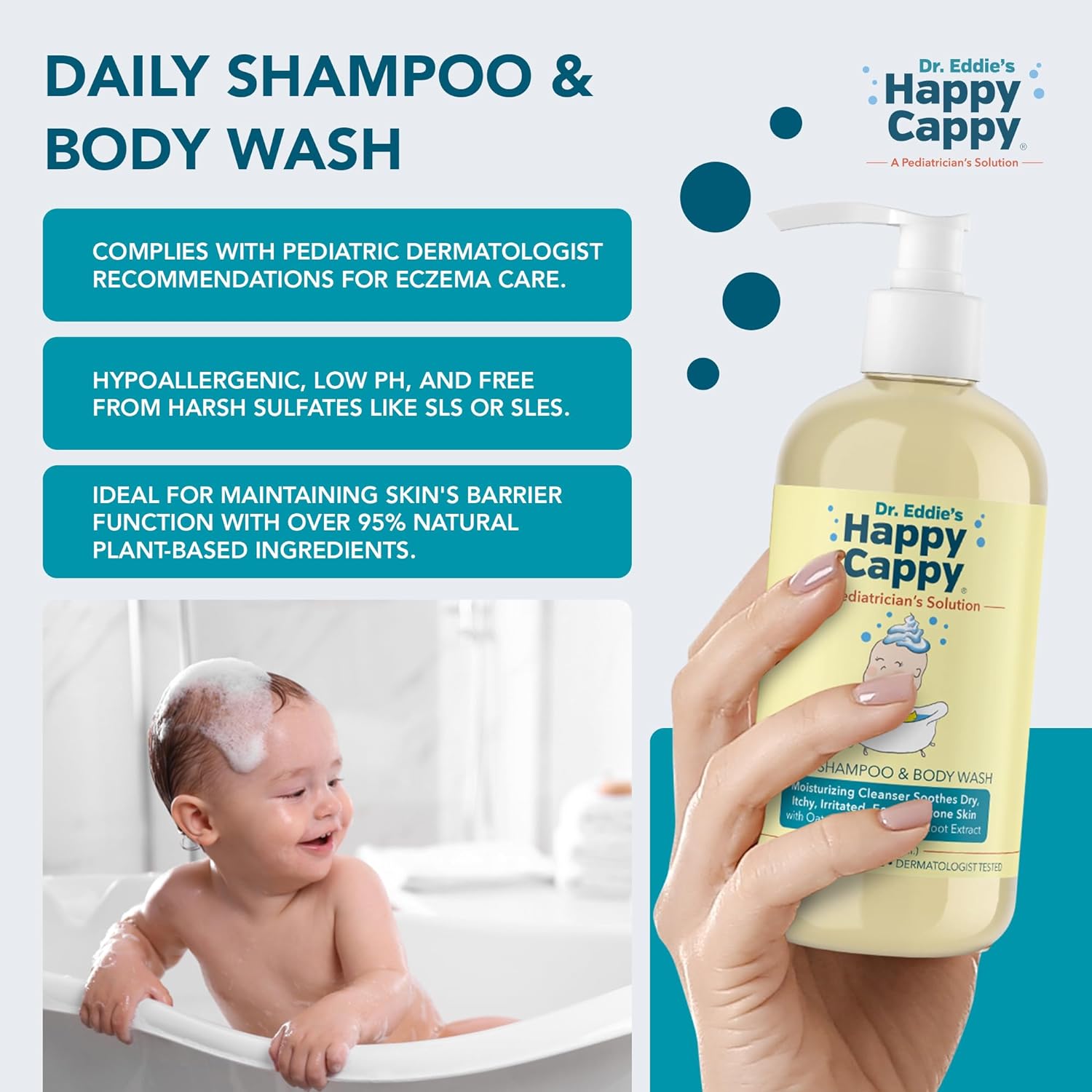 Happy Cappy Dr. Eddie's 3 Step Skincare Solution for Baby's Sensitive Skin | for Cradle Cap, Seborrheic Dermatitis, Dandruff, Dry, Itchy, Irritated, Eczema Prone Skin, Gift Box Set, 3 Pieces : Health & Household