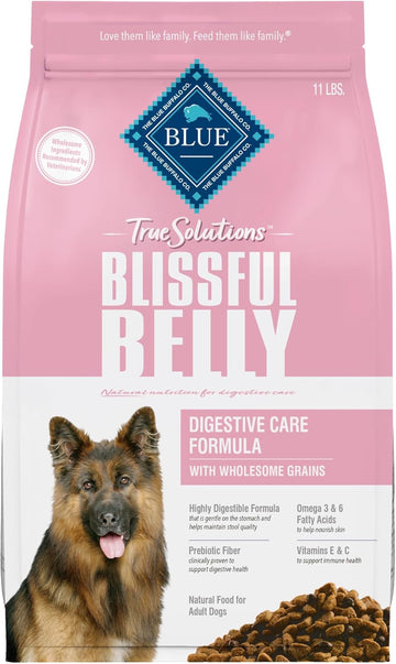 Blue Buffalo True Solutions Blissful Belly Adult Dry Dog Food, Digestive Care Formula, Helps Maintain Stool Quality, Made In The Usa With Natural Ingredients, Chicken, 11-Lb. Bag