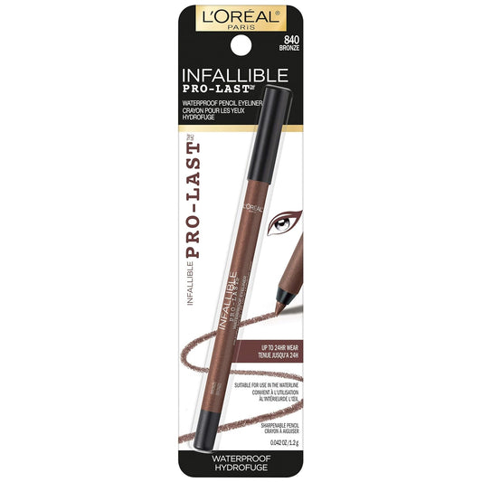 L'Oreal Paris Makeup Infallible Pro-Last Pencil Eyeliner, Waterproof And Smudge-Resistant, Glides On Easily To Create Any Look, Bronze, 0.042 Oz