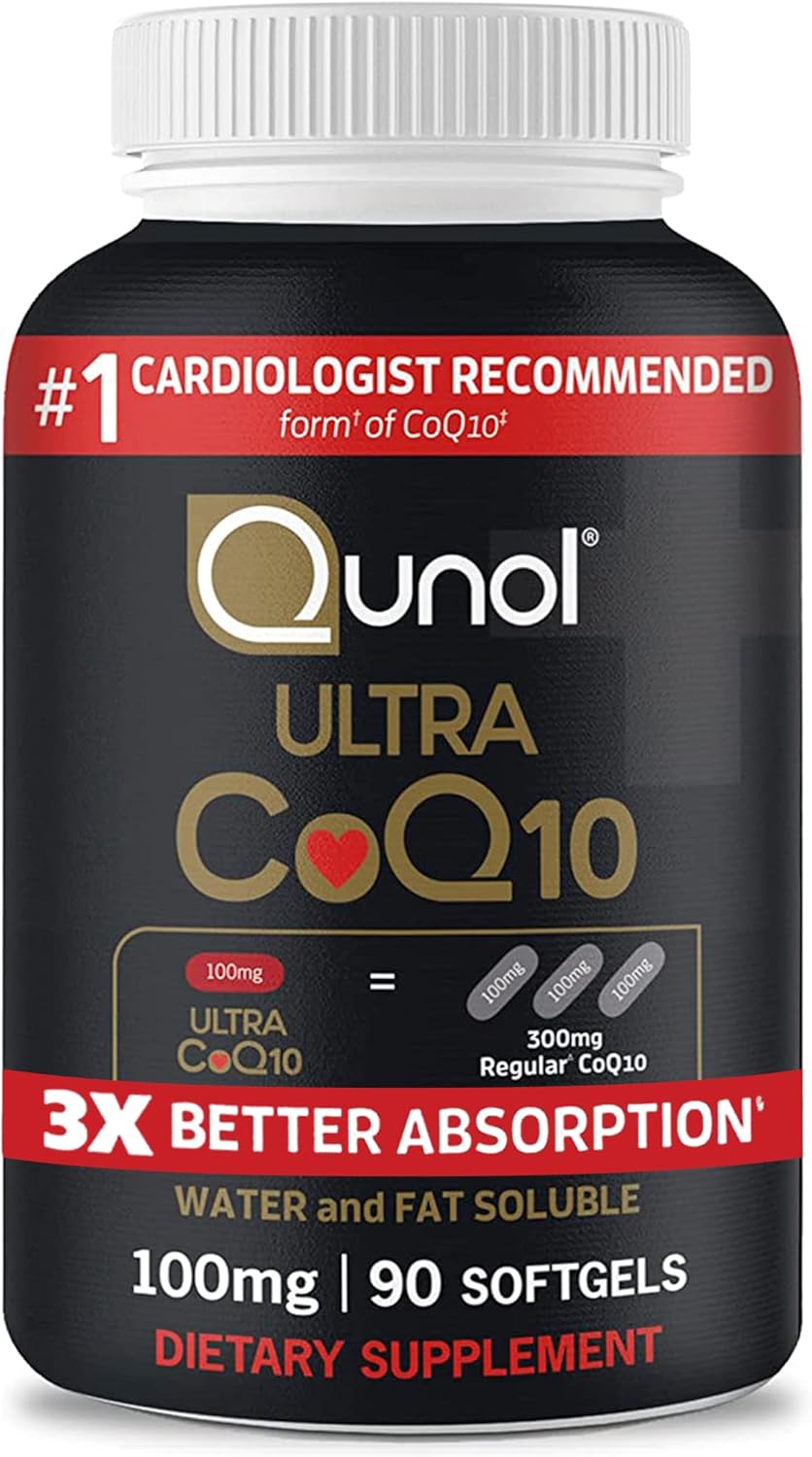Qunol Coq10 100Mg Softgels Ultra 3X Better Absorption Coenzyme Q10 Supplements - Antioxidant Supplement For Vascular And Heart Health & Energy Production - 3 Month Supply - 90 Count