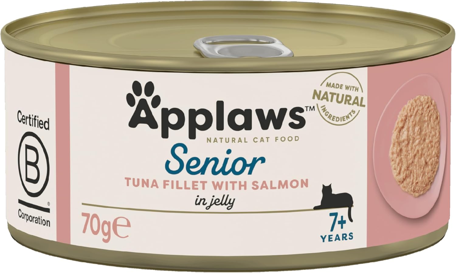 Applaws Natural Senior Wet Cat Food,Tuna with Salmon in a Soft Mousse Jelly 70g Tin (Pack of 24 x 70g Tins)?1328CE-A