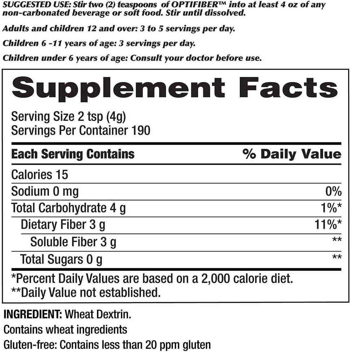 Kirkland Signature OPTIFIBER, 25.6 Ounces 190 Servings (2 Pack) : Health & Household