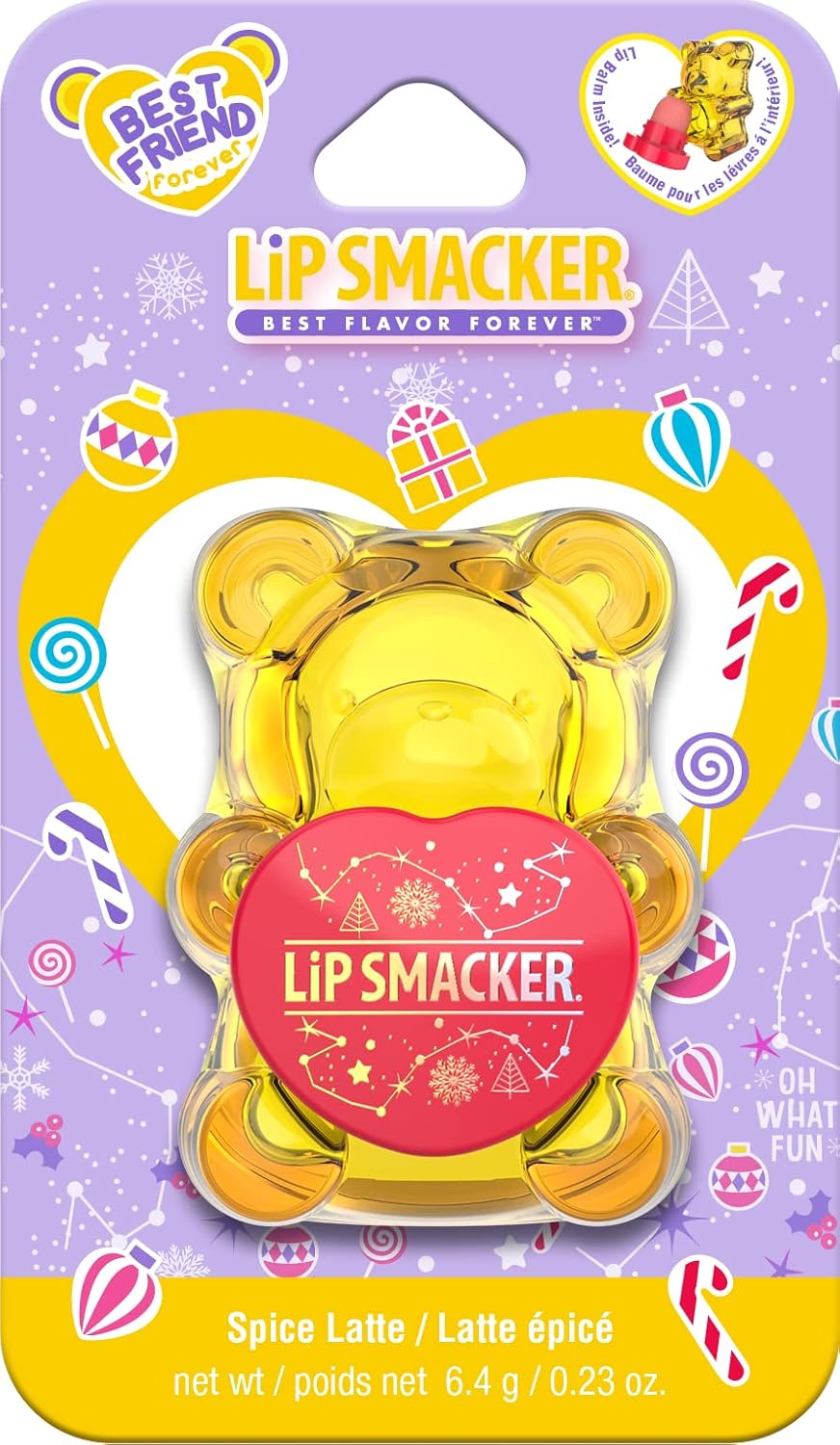 Lip Smacker Holiday Sugar Bear Flavored Lip Balm Spice Lattle, Yellow Stocking Stuffer