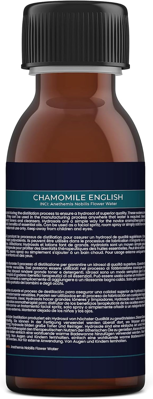 Mystic Moments | English ChamomileNatural Hydrosol Floral Water 125ml | Perfect for Skin, Face, Body & Homemade Beauty Products Vegan GMO Free