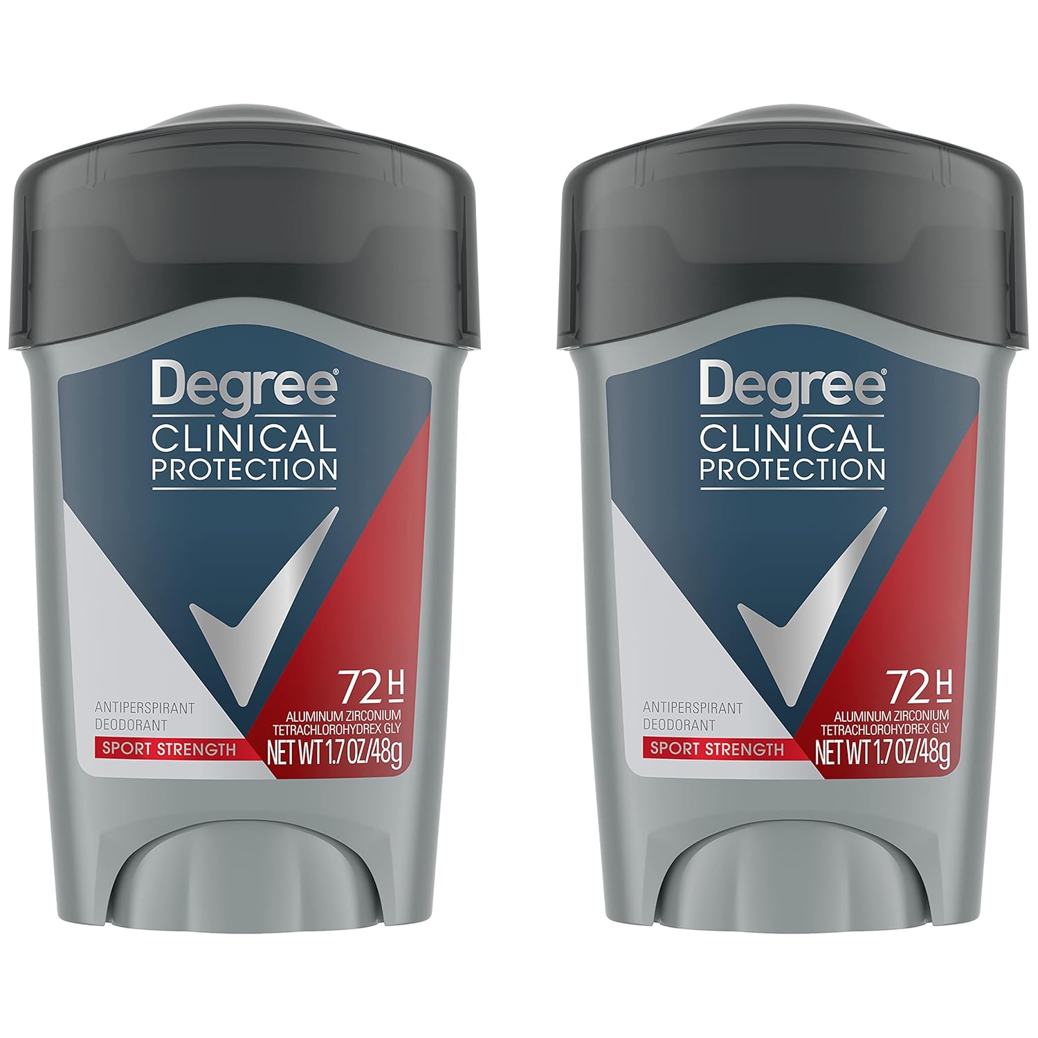 Degree Men Antiperspirant Deodorant Sport Strength, Pack Of 2, 72-Hour Sweat & Odor Protection Prescription-Strength Antiperspirant For Men With Motionsense Technology 1.7 Oz