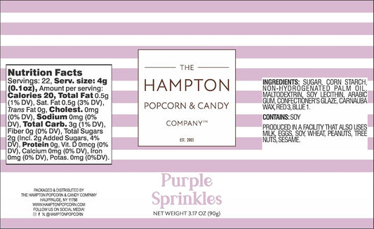 Bright Purple Sprinkles Jimmies 2 Oz, Sprinkles For Cake Decorating, Baking, Ice Cream & More, The Hampton Candy Company