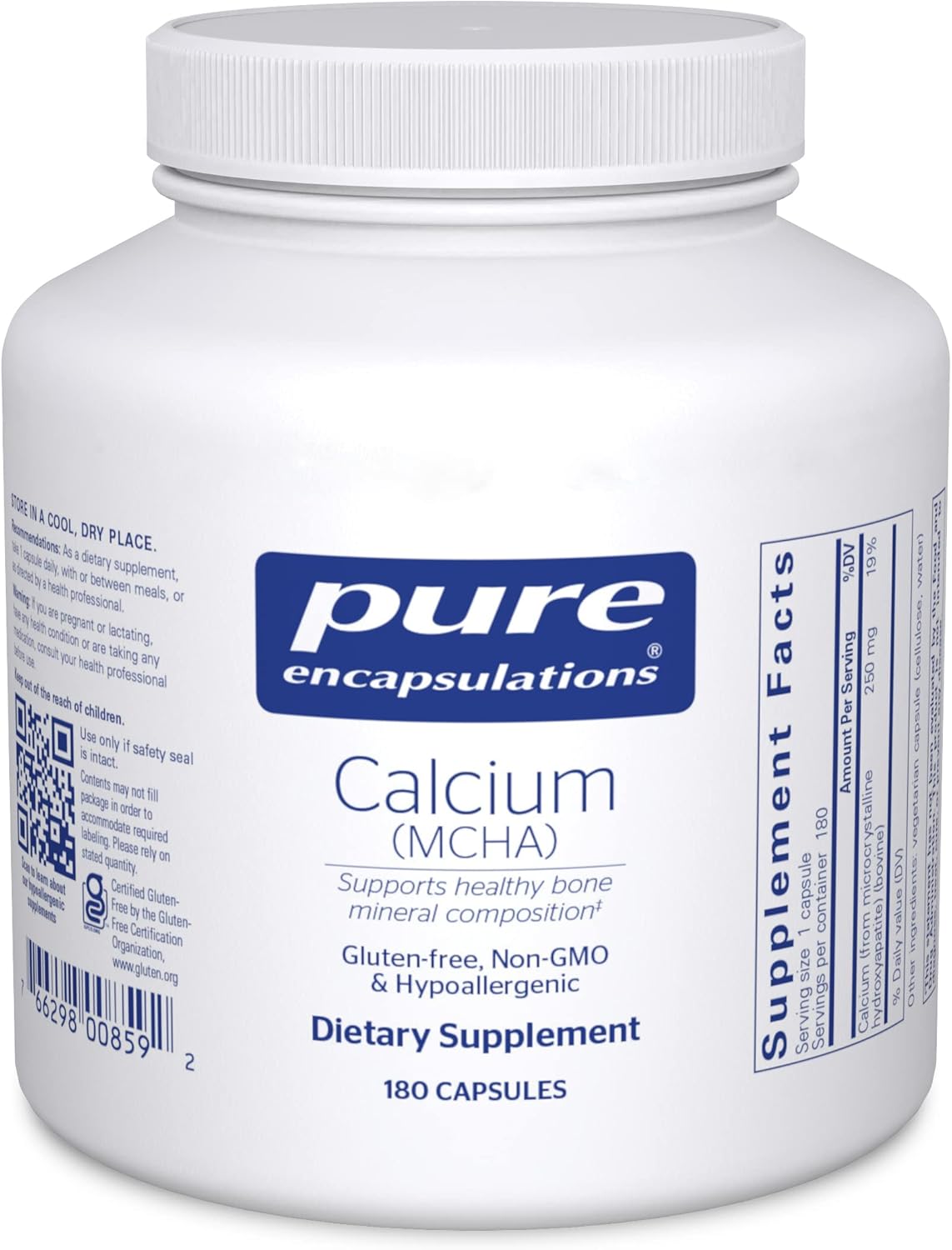 Pure Encapsulations Calcium Mcha | Hypoallergenic Supplement To Support Bones* | 180 Capsules