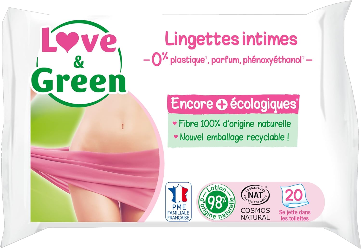 Love & Green Intimate Wipes 20 Wipes