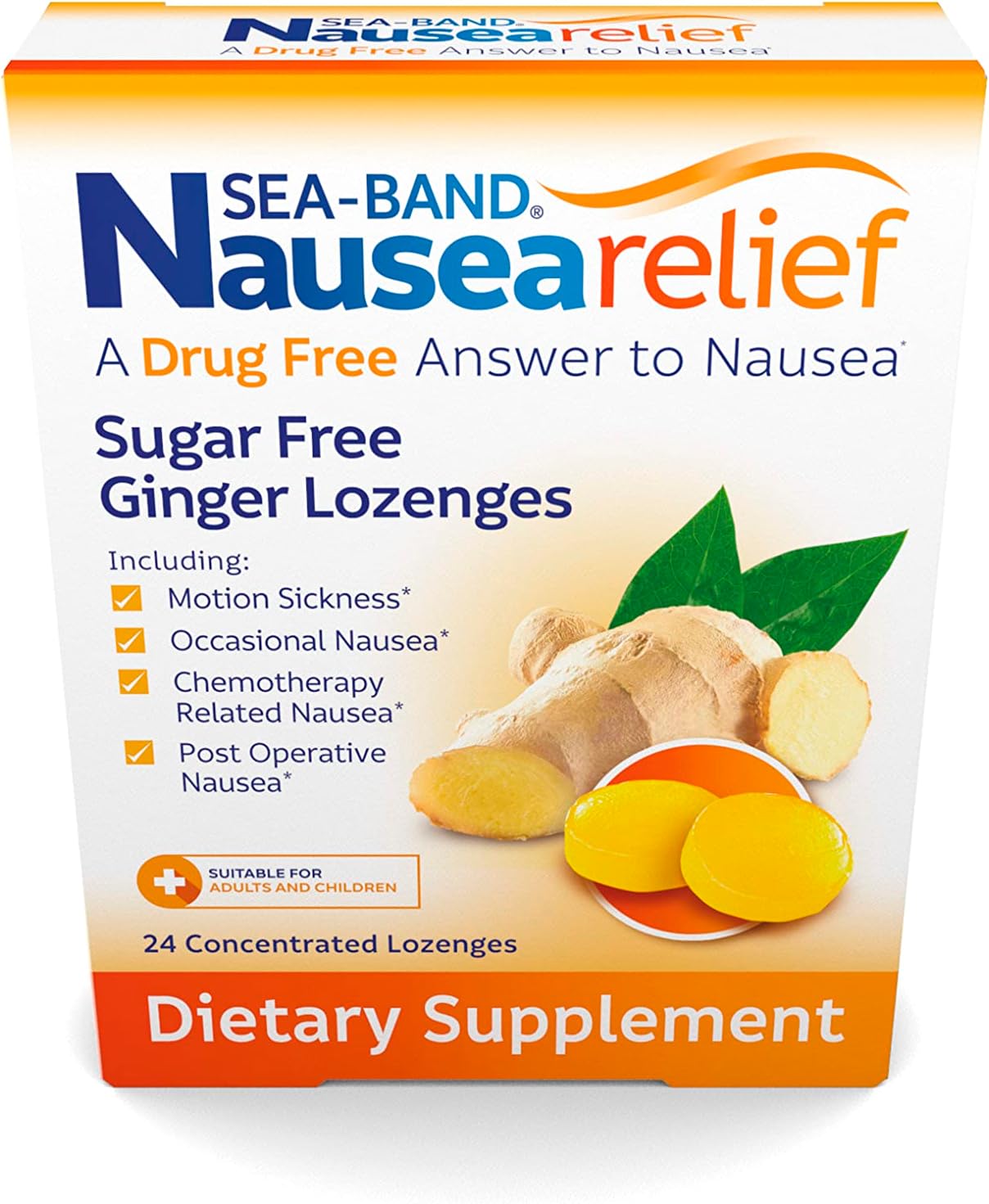 Sea-Band Ginger Lozenges, Drug And Sugar Free, For Motion Sickness And Nausea Relief* : Health & Household